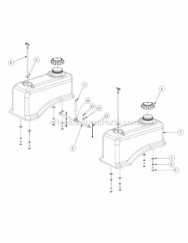 Fuel Tank Assembly Diagram and Parts List for M48-KW 53CB5DAV750 Cub Cadet Sprayer